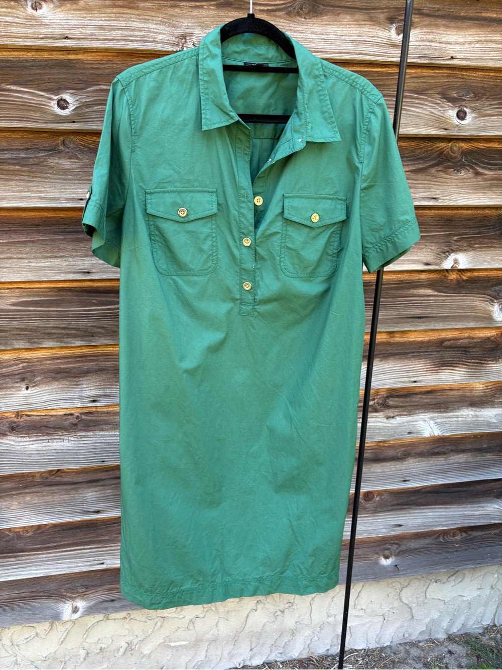 Talbots Green Short-Sleeve Shirt Dress